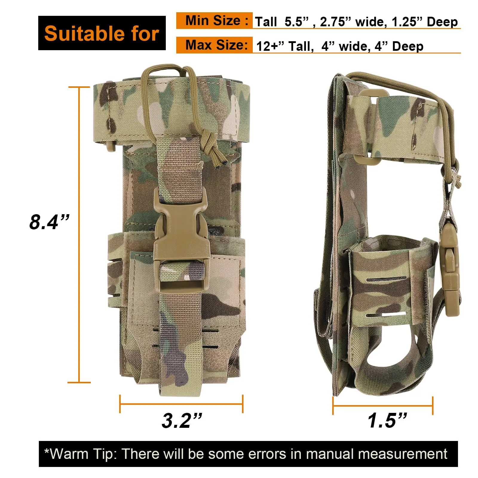 Funda táctica MOLLE Raido para walkie-talkie, ajustable - imagen 3