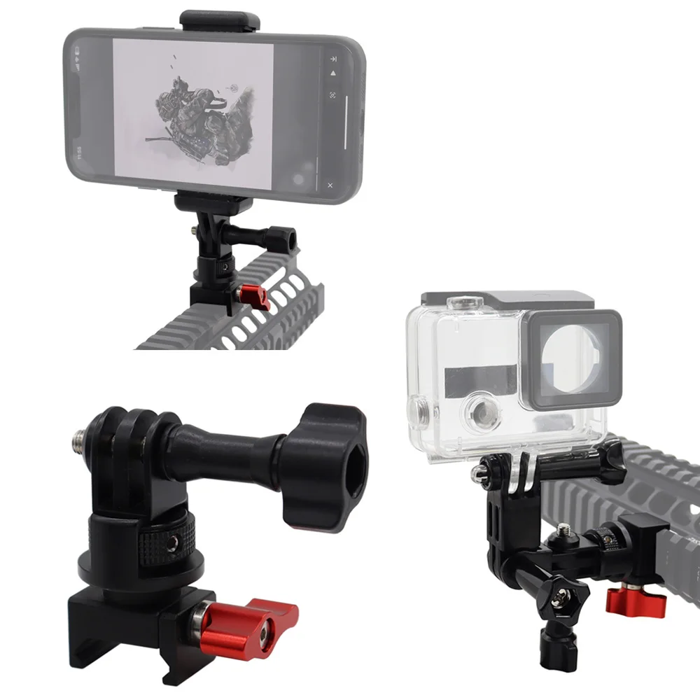 Soporte táctico para teléfono con riel Picatinny y GoPro iPhone - imagen 3