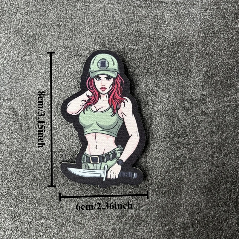 Parche táctico de chica anime con velcro, insignia de moral