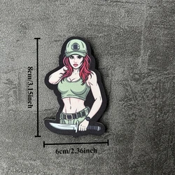 Parche táctico de chica anime con velcro, insignia de moral
