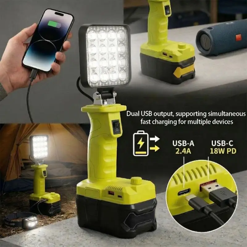 Luz de trabajo LED con USB carga rápida y brillo ajustable - imagen 3
