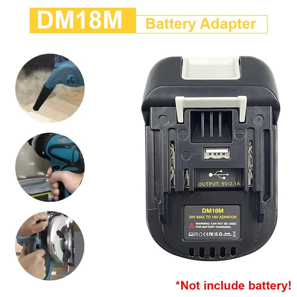Adaptador DM18M con toma de carga USB para Makita 18V BL1830