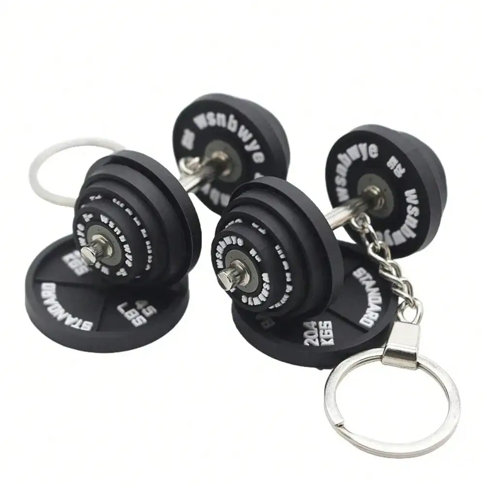Llavero deportivo 3D barra de pesas para hombre, soporte llaves