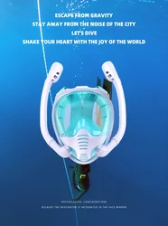 Máscara de snorkel vista panorámica con sistema anti-vaho y tapa seca