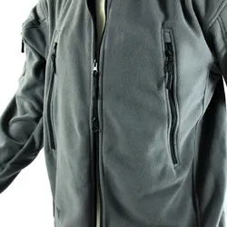 Chaqueta forro polar táctico nylon reforzado gris resistente al viento