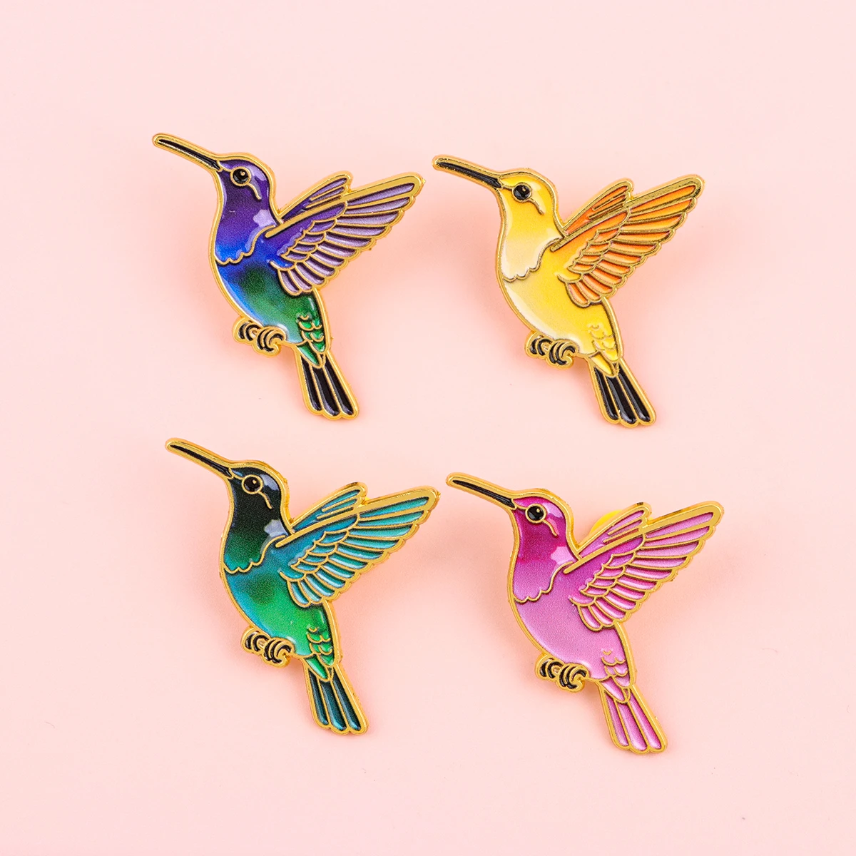 Pin de solapa de esmalte colibrí multicolor para chaqueta - imagen 2