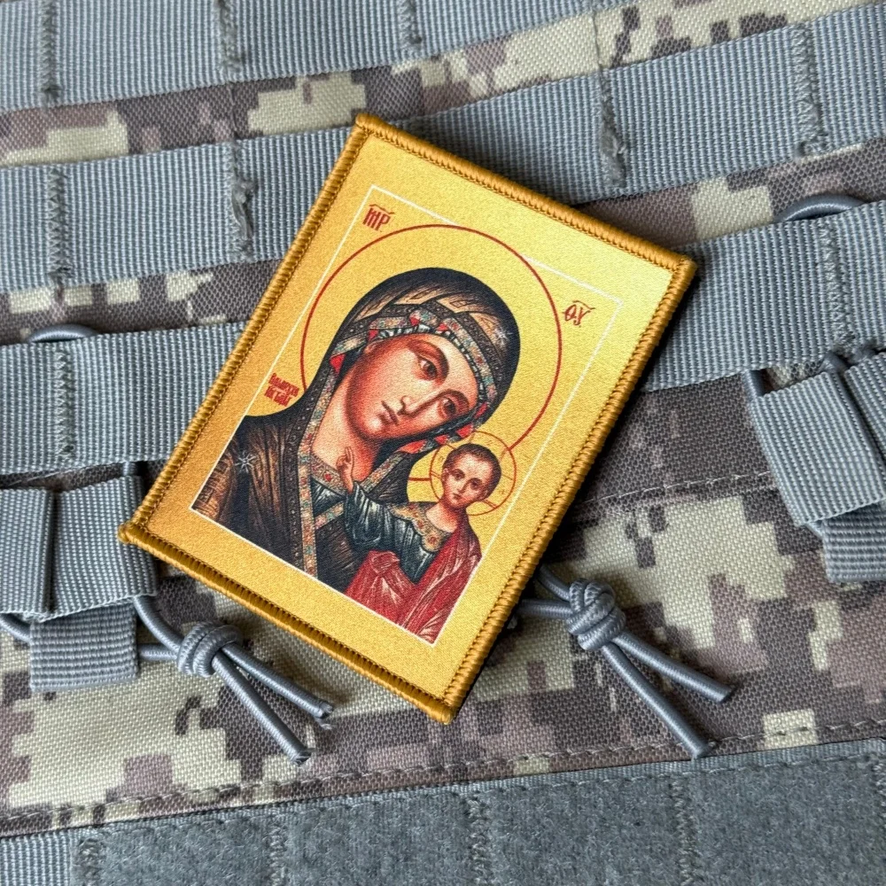 Parche táctico Virgen de Kazán ortodoxo, gancho y bucle para mochila