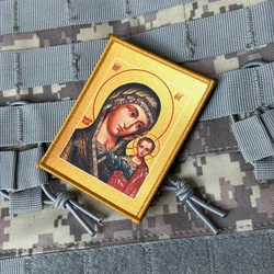 Parche táctico Virgen de Kazán ortodoxo, gancho y bucle para mochila