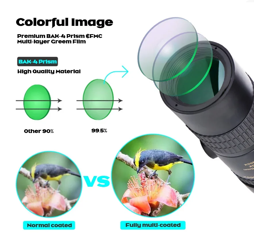 Monocular para camping, senderismo y observación de naturaleza