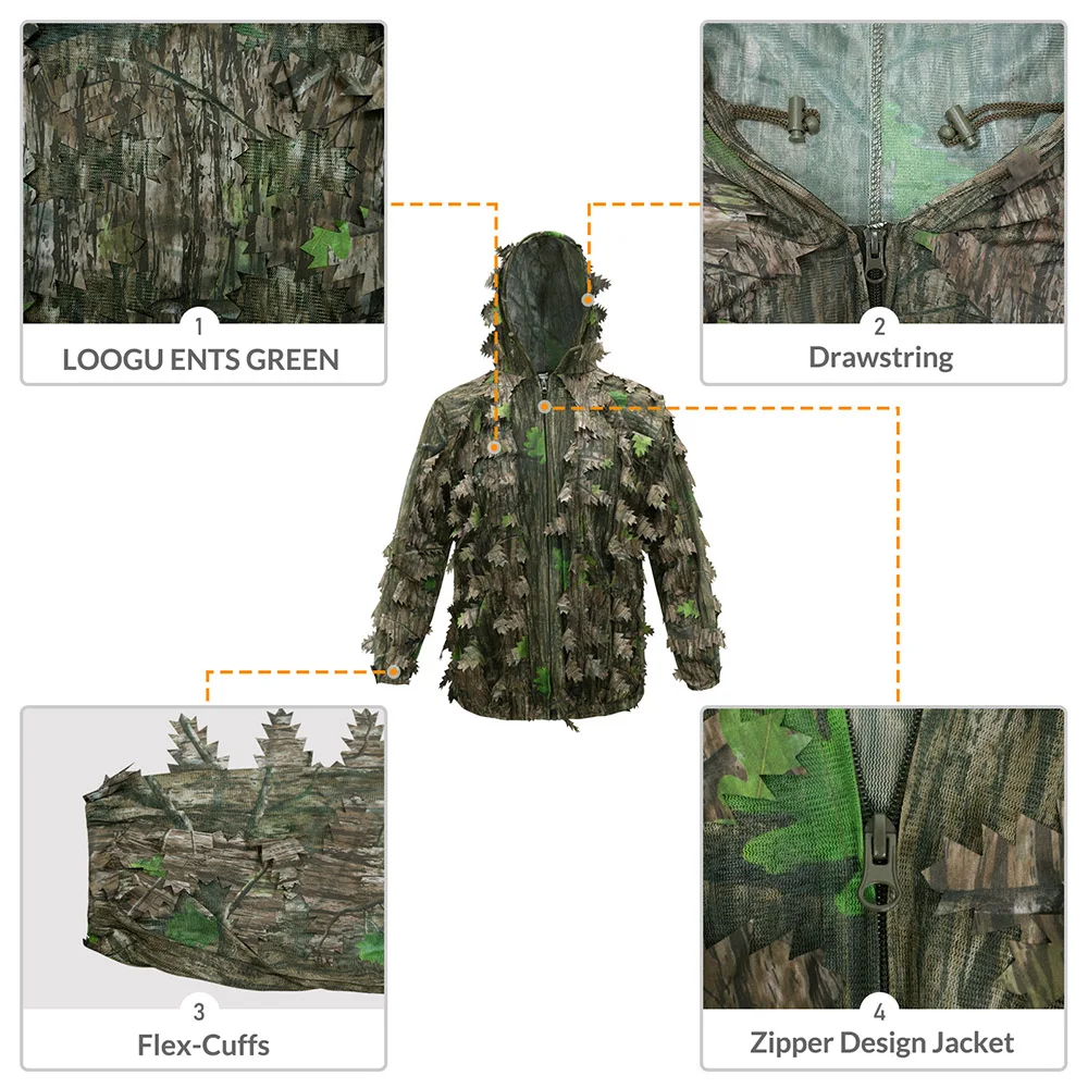Traje Ghillie camuflaje DeadLeaves verde biónico para caza al aire libre - imagen 3
