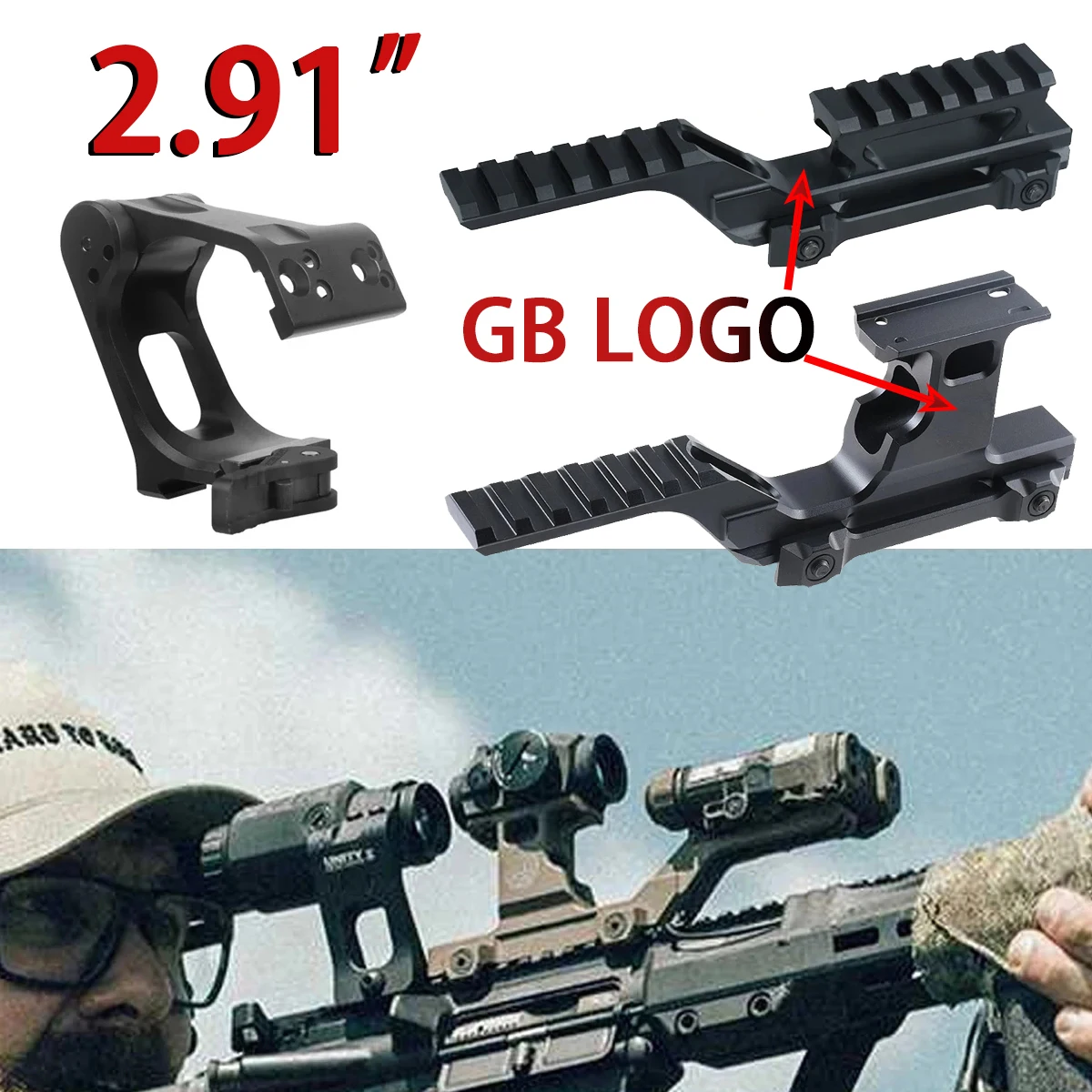 Montura riser Unity FAST para magnifier, acabado anodizado