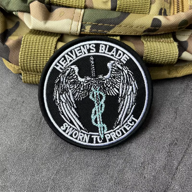 Parche táctico bordado militar alas y espada con velcro - imagen 5