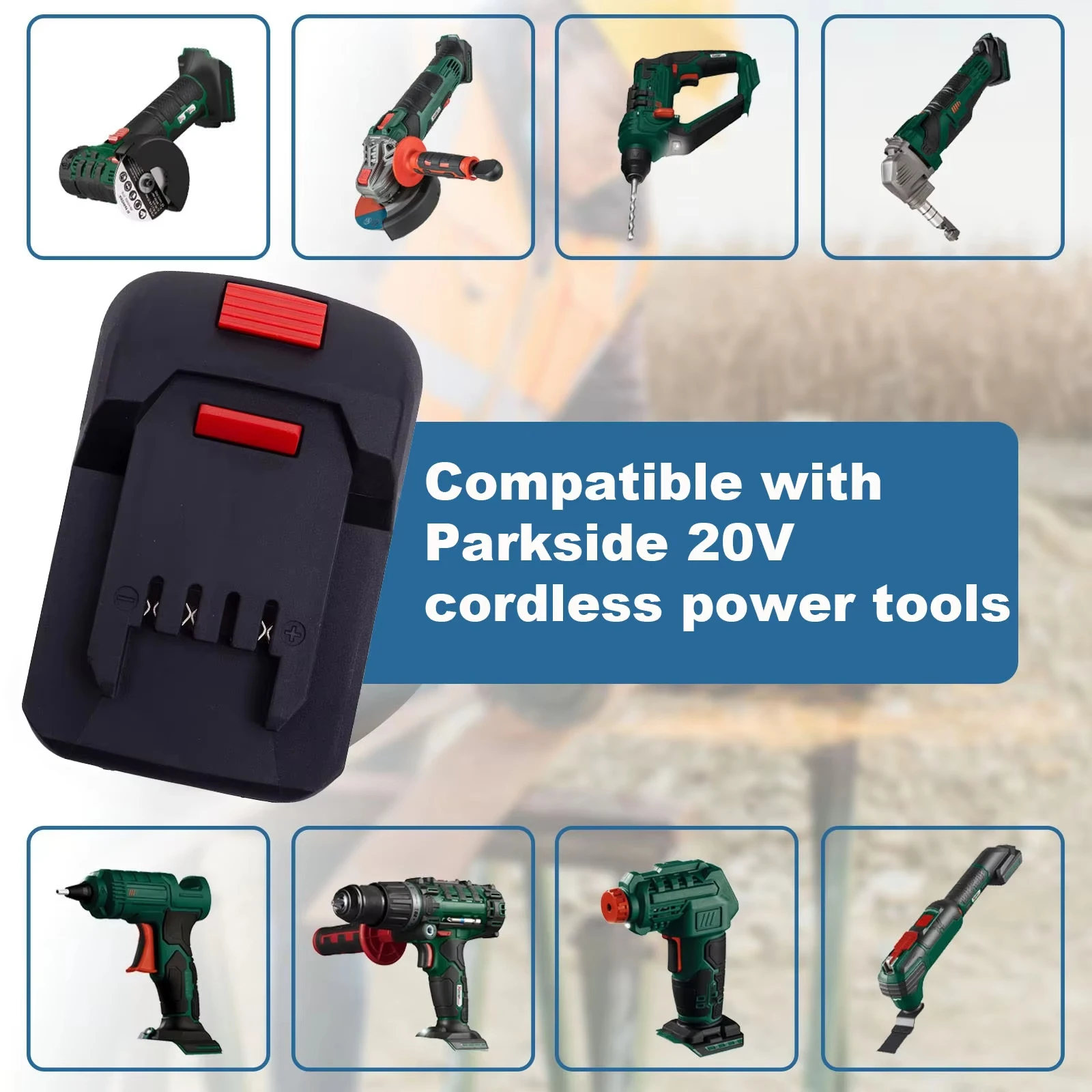Adaptador batería 18V Parkside X20V compatible Makita Bosch Milwaukee - imagen 3