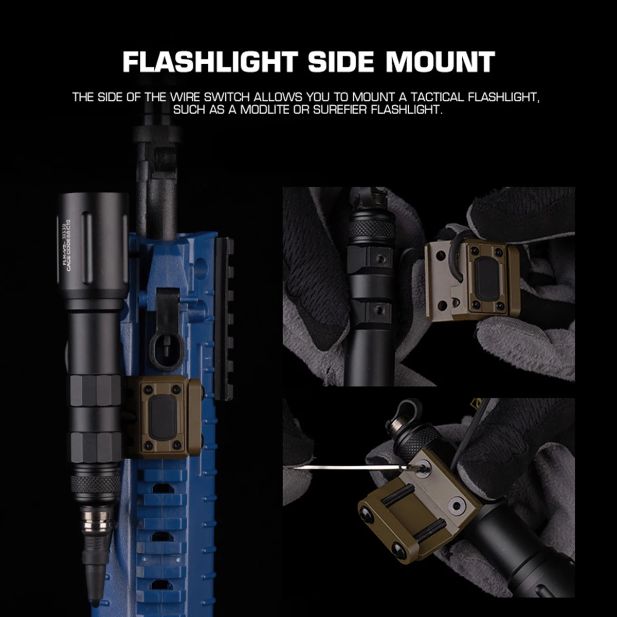 Interruptor táctico Mteal lateral remoto para linterna Airsoft - imagen 4