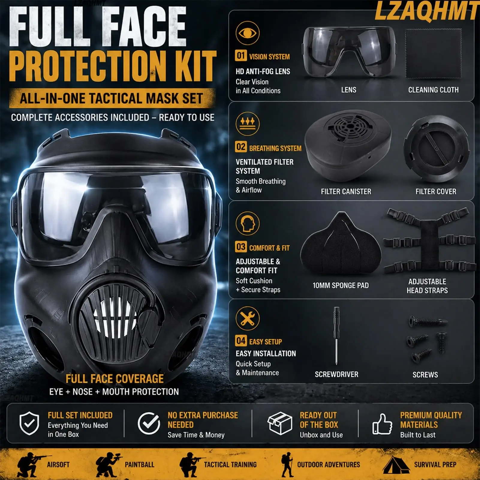 Máscara antigás táctica calavera para airsoft y disfraz de Halloween - imagen 5