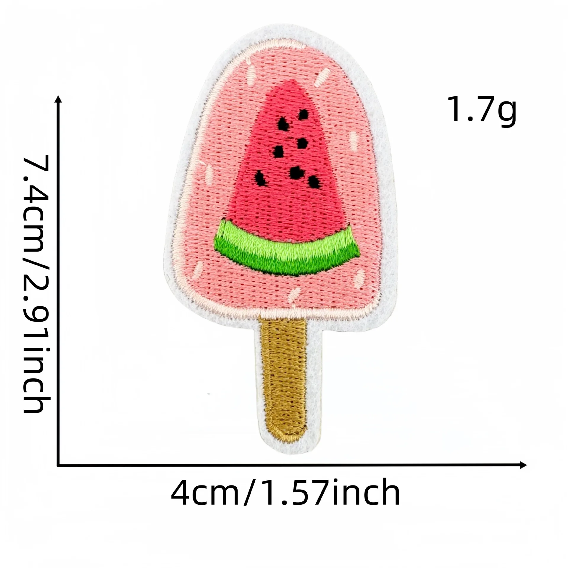Parche bordado para planchar sandía roja y helado de paletas - imagen 3