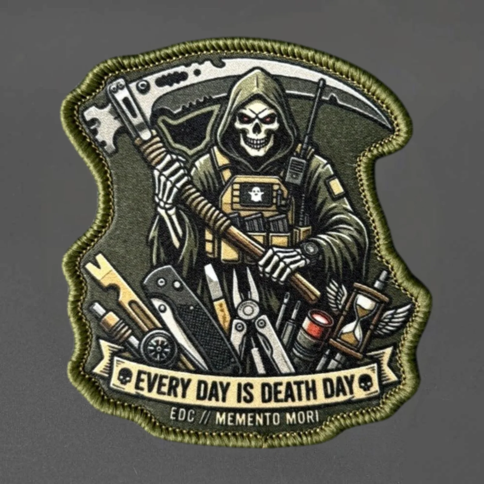 Parche táctico Memento Mori calavera ceñador