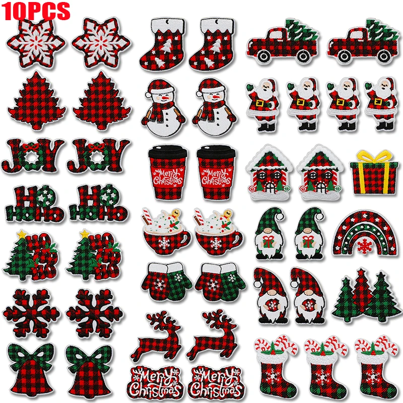Parches bordados navideños con Papá Noel, árbol y copos de nieve - imagen 5