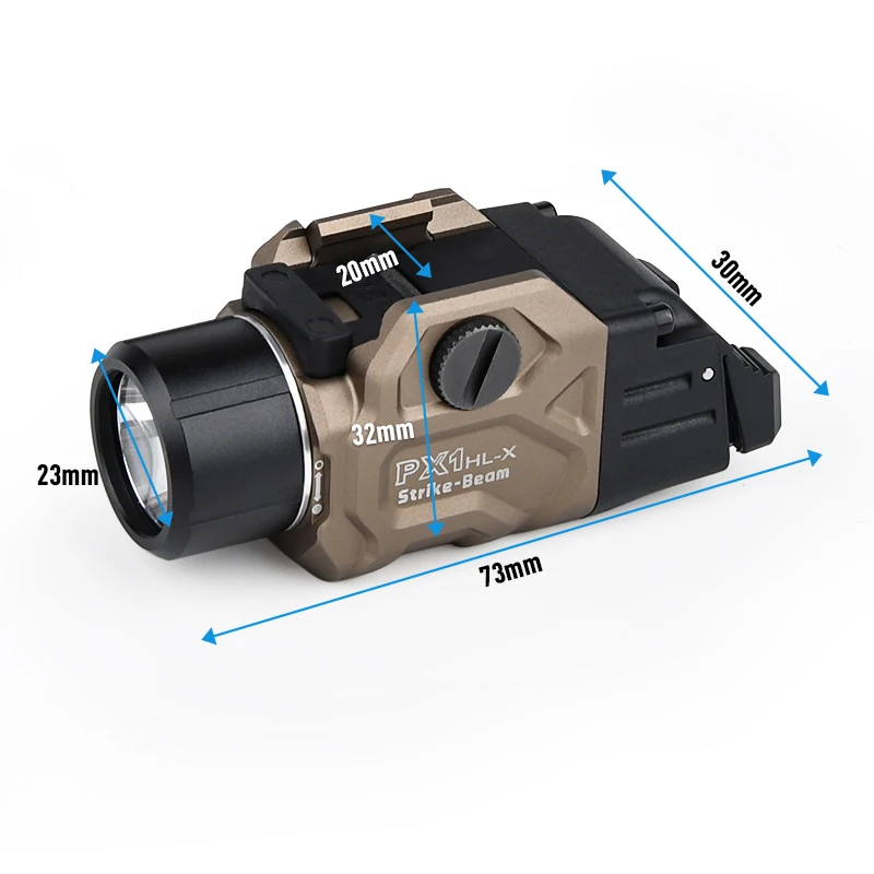 WADSN PX1 Linterna táctica para pistola con riel Picatinny metal CNC - imagen 5
