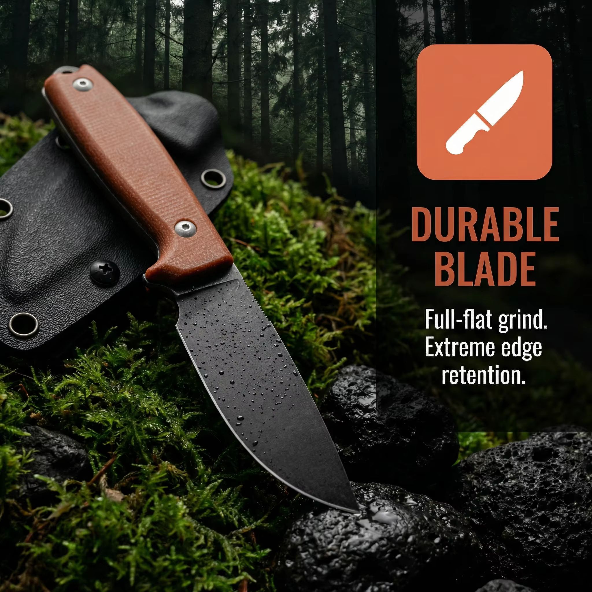 Cuchillo fijo táctico con funda para outdoor y supervivencia - imagen 5