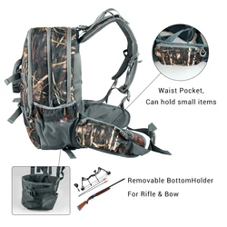 Mochila de caza 40L con soporte para rifle - Camuflaje impermeable
