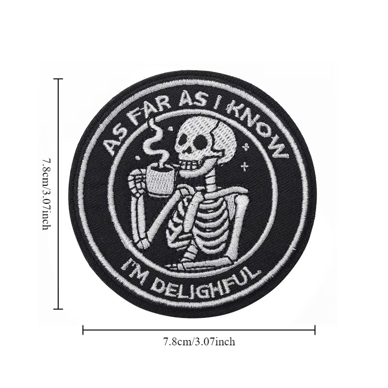 Parche bordado calavera esqueleto amante del café para chaquetas - imagen 3