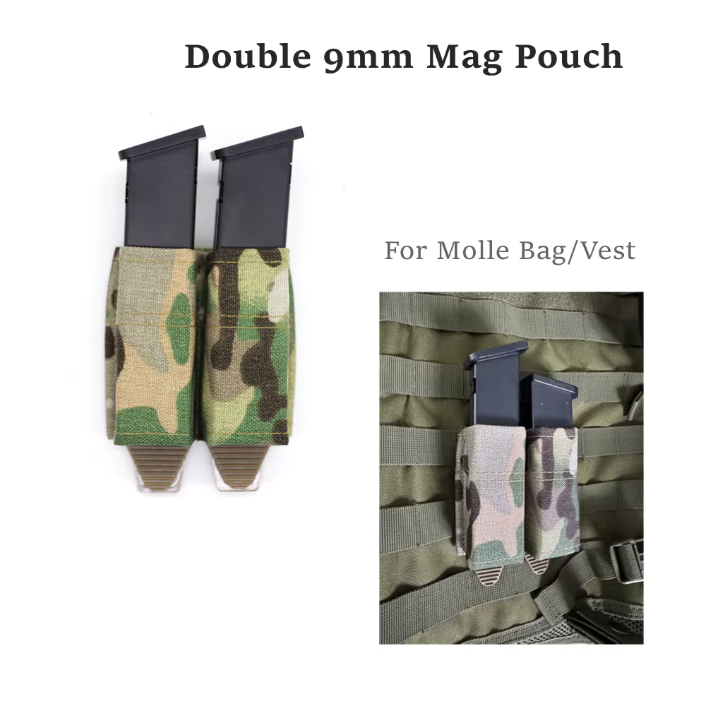 Portacargador doble táctico MOLLE de nailon con liberación rápida 9mm - imagen 5