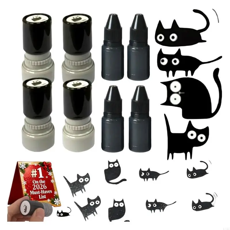 Sello plástico recargable gatitos – Estampador infantil para diario - imagen 4