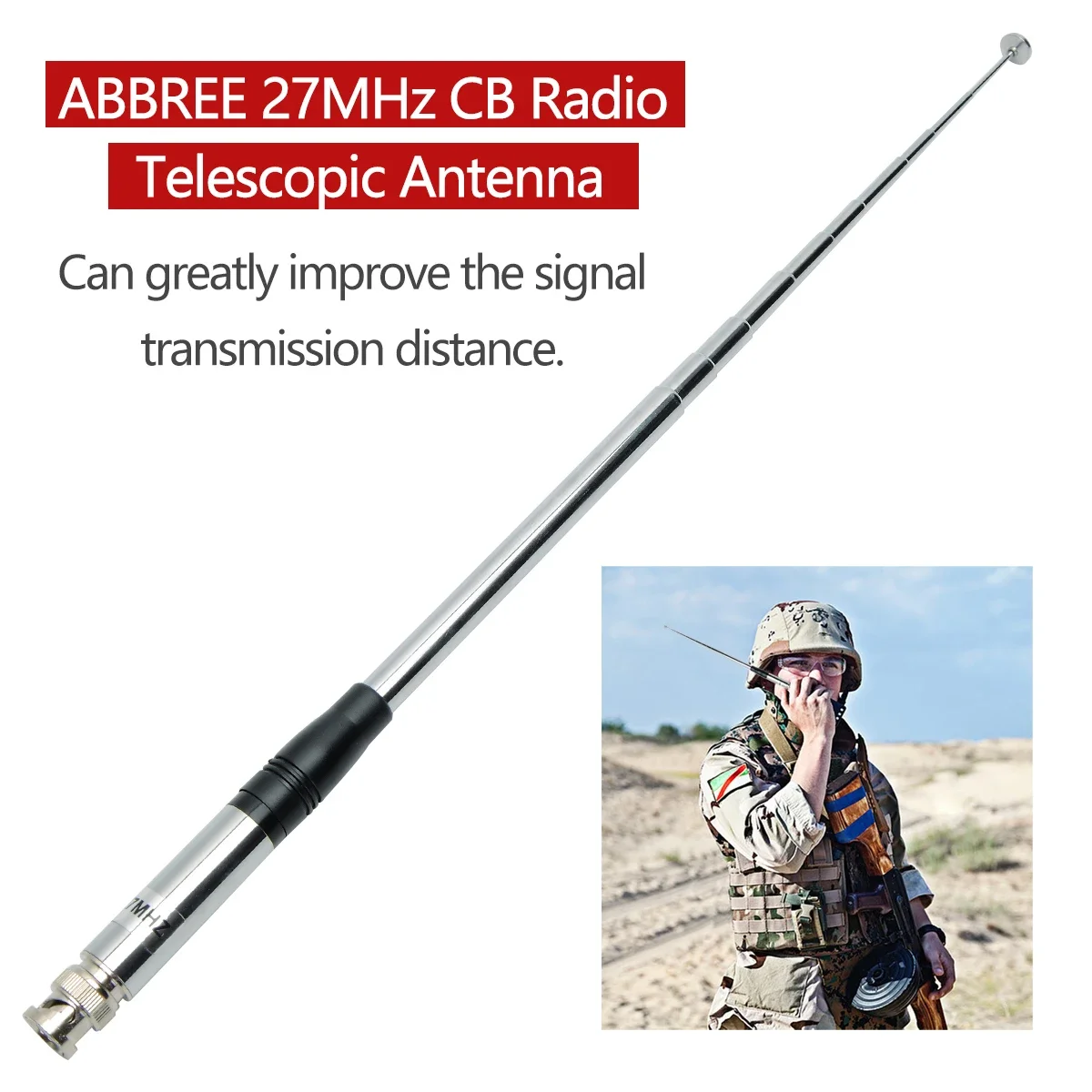 ABBREE Antena telescópica CB 27MHz SMA BNC para Quansheng y Baofeng - imagen 3