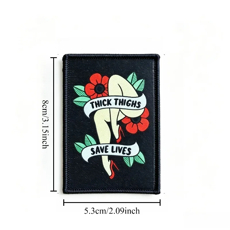 Parche táctico Muslos Gruesos Salvan Vidas retro floral – Para chaleco y mochila - imagen 4