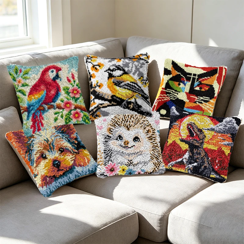 Lona para bordar DIY funda de almohada animal loro y dinosaurio - imagen 2