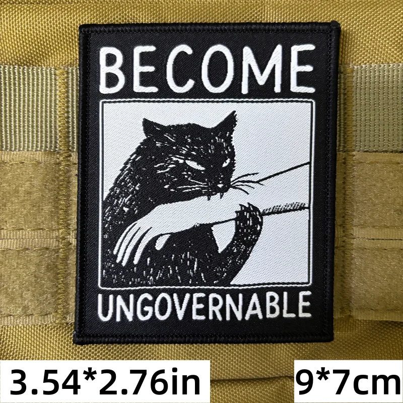 Parche táctico Velcro gato mordaz, insignia moral para mochila