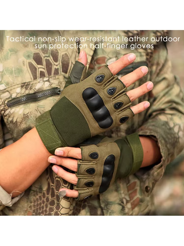Guantes tácticos medio dedo para exteriores: tiro caza y moto - imagen 3