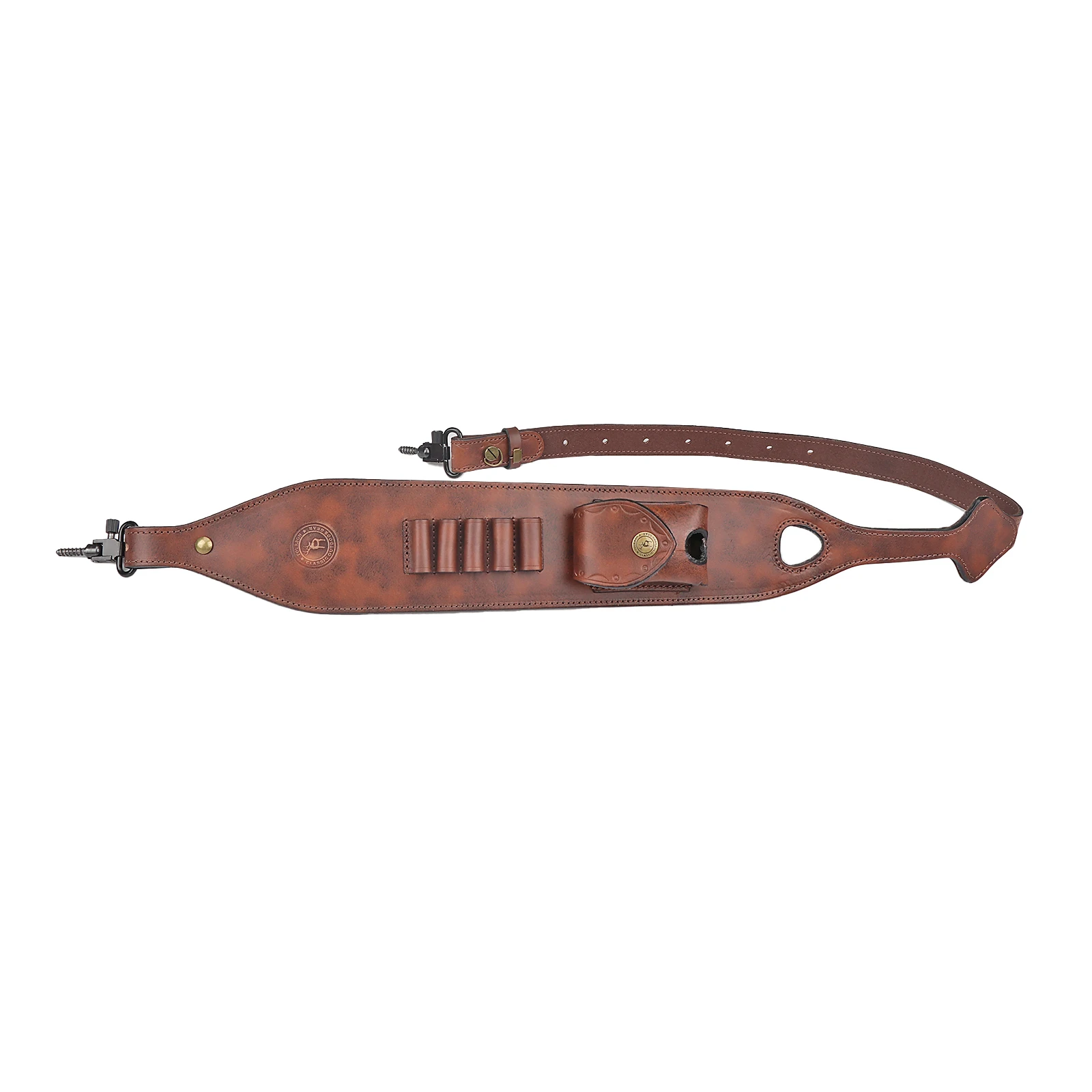 Tourbon Correa para rifle de caza cuero retro con anillas giratorias
