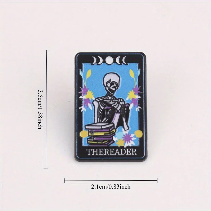 Broche luminiscente esqueleto memento mori para libro y trono gótico - imagen 4