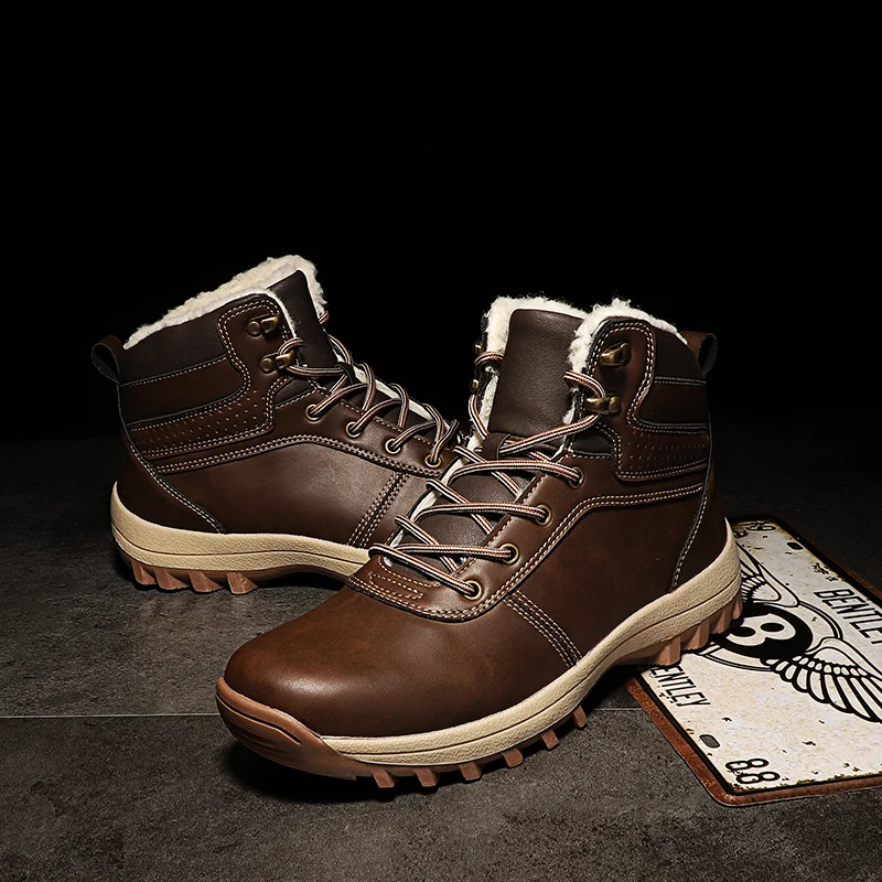 HIKEUP Botas de Invierno Hombre Trekking Impermeables Forro Polar - imagen 2