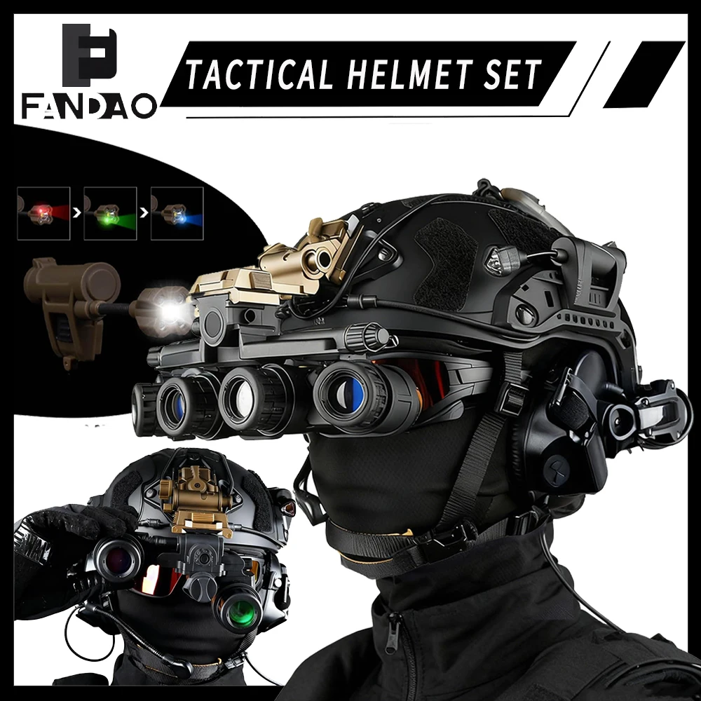 Casco táctico airsoft rápido con comunicaciones y gafas NVG