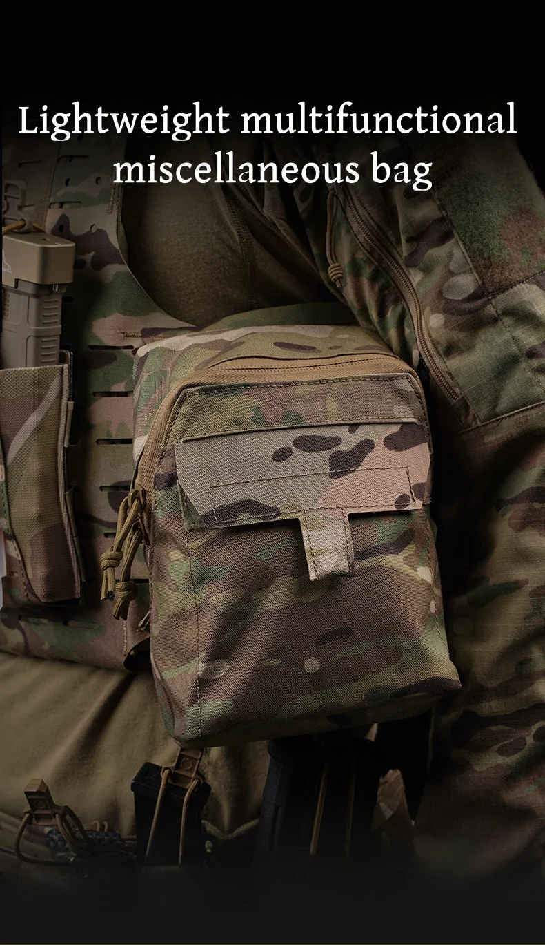 Bolsa táctica MOLLE vista frontal con detalles de costuras
