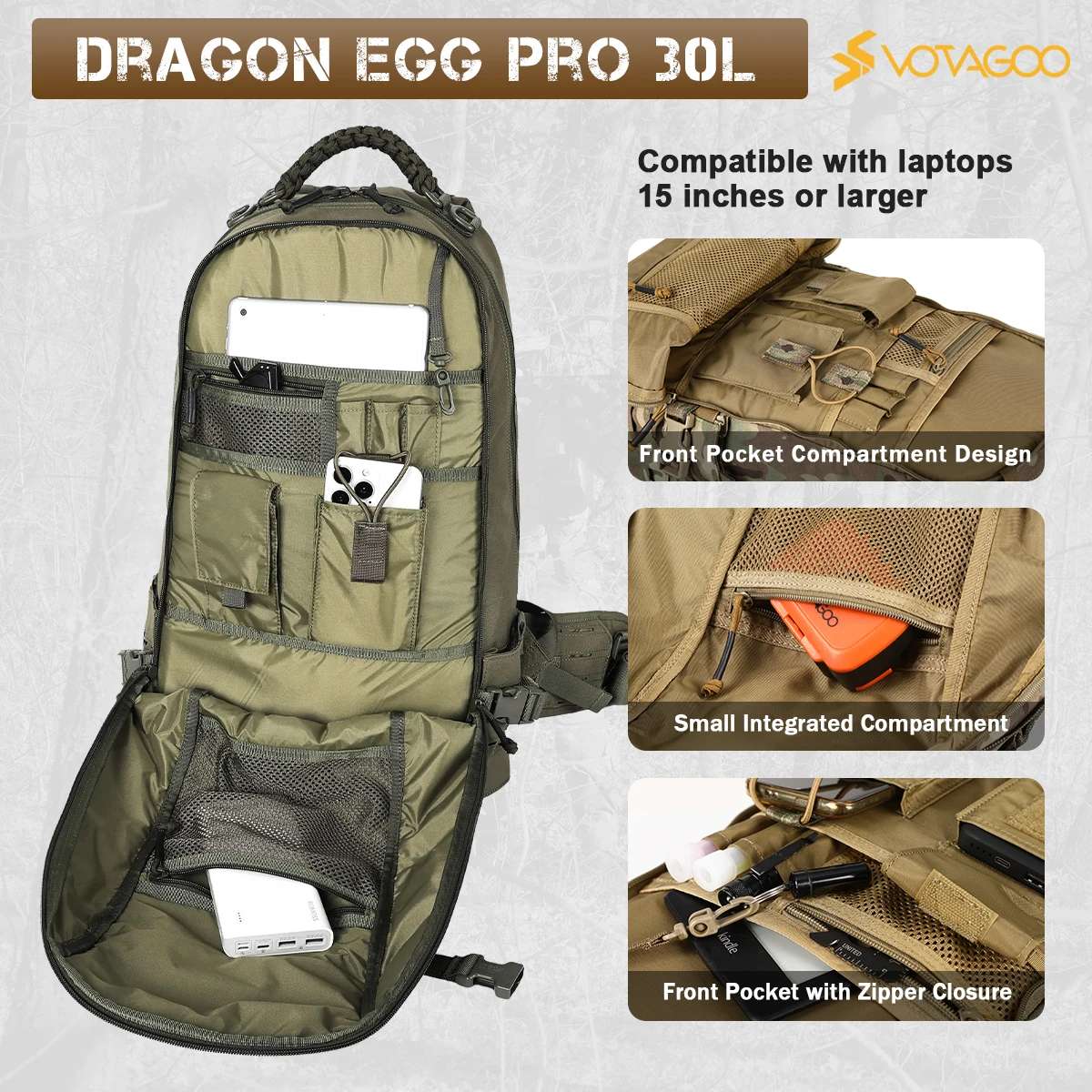 VOTAGOO Dragon Egg Mochila táctica segunda generación MOLLE - imagen 5