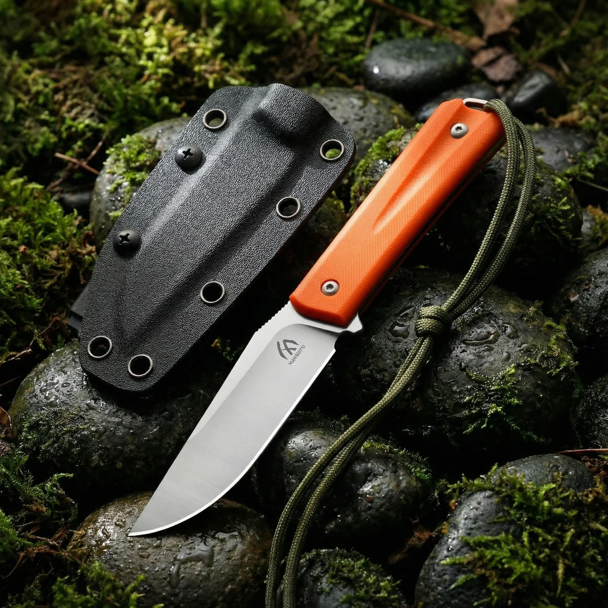 Cuchillo de hoja fija para aire libre y senderismo, compacto