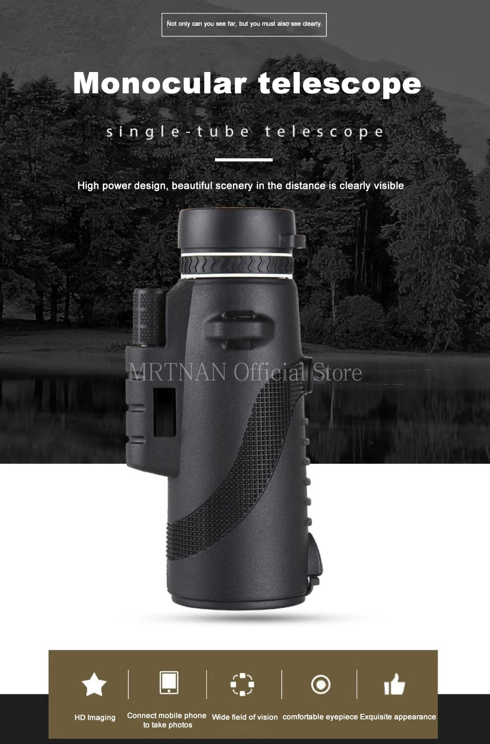 Telescopio Monocular HD vista frontal