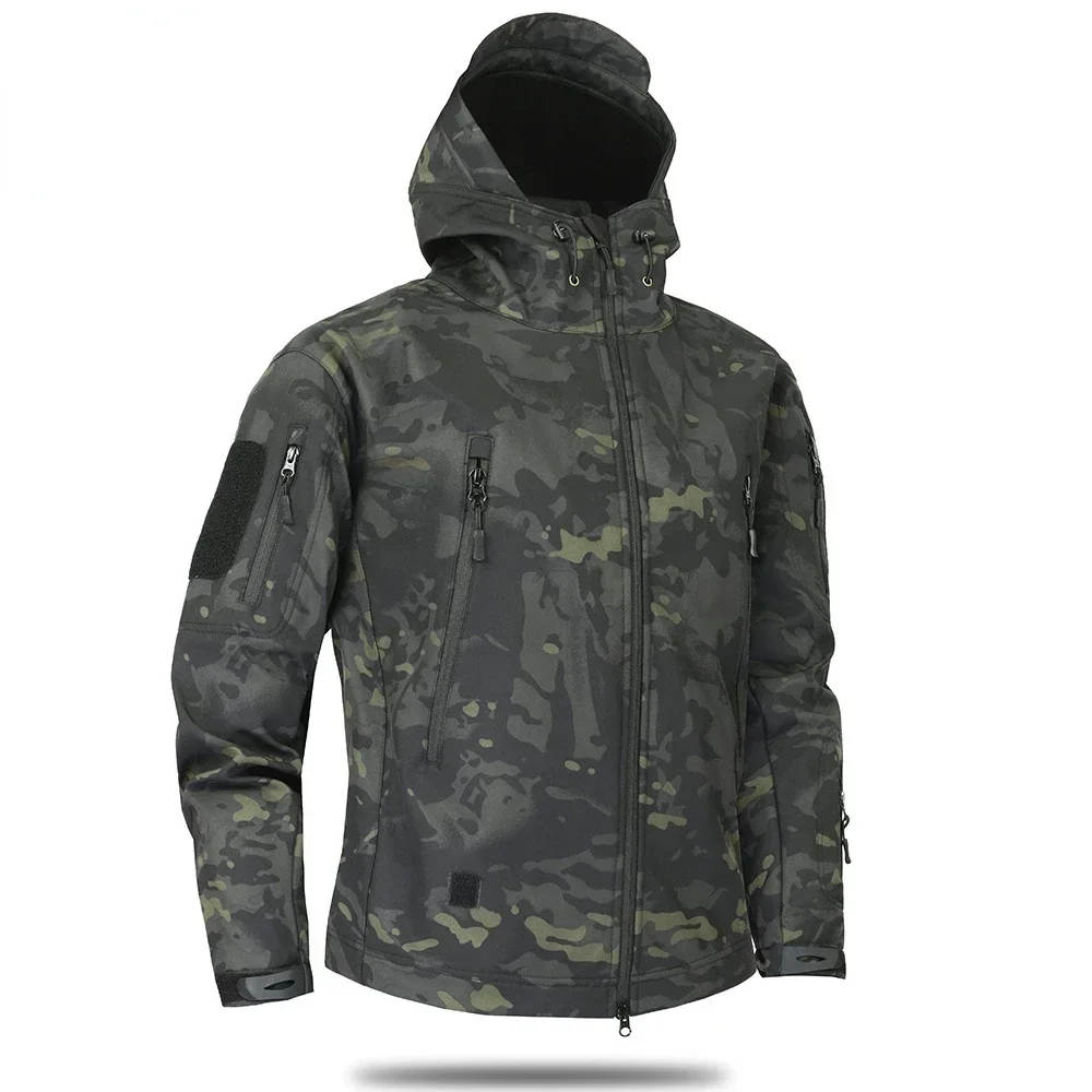 Chaqueta Forro Polar Camuflada Táctica Cortavientos para Hombre