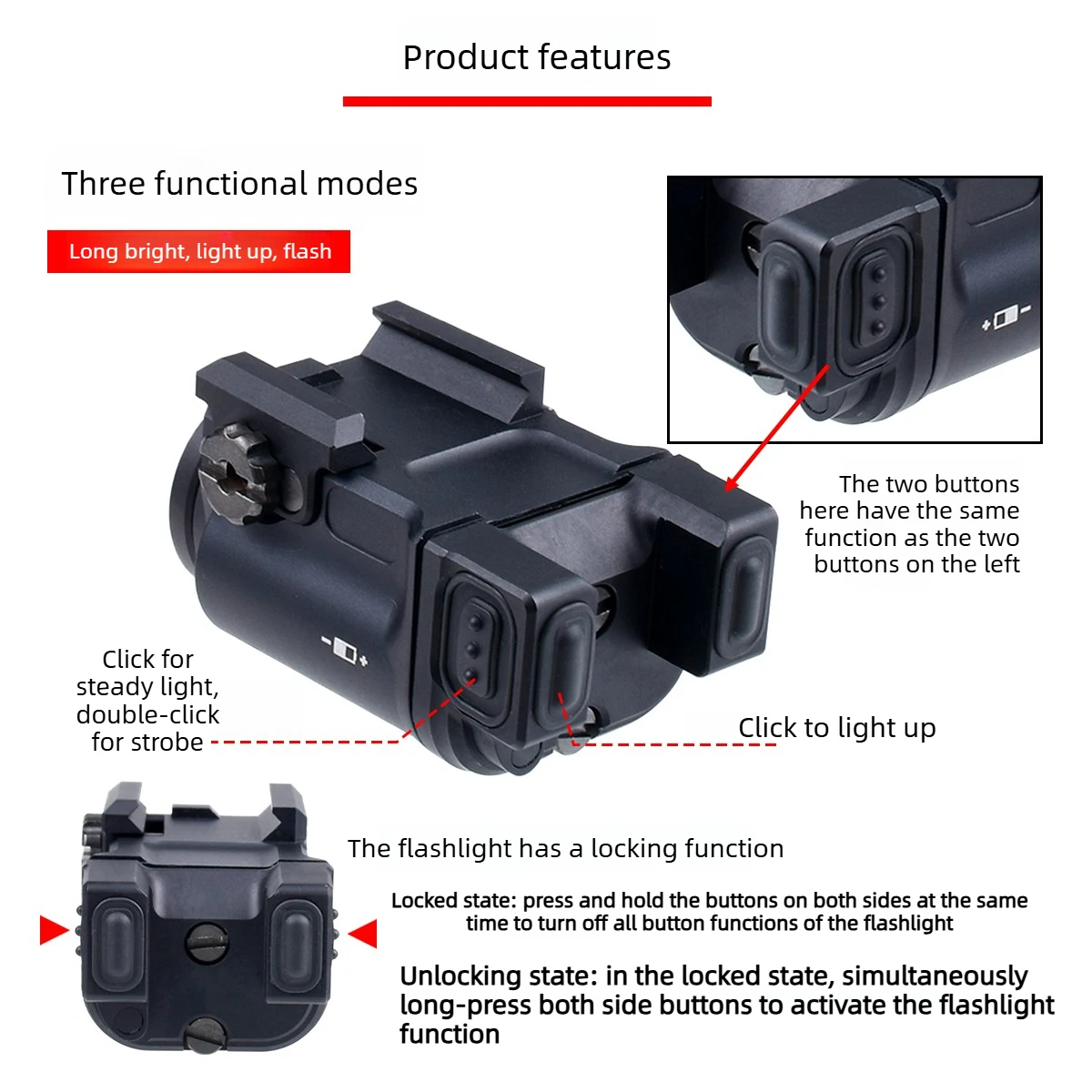 Zenitco Klesch-1S linterna táctica para pistola fija y estroboscópica
