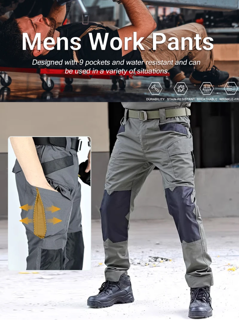 Pantalones tácticos cargo impermeables holgados para senderismo - imagen 2