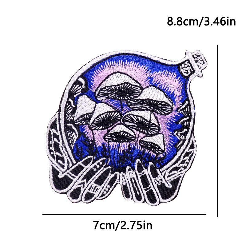 Parche termoadhesivo de hongos boho trippy bordado para ropa - imagen 2
