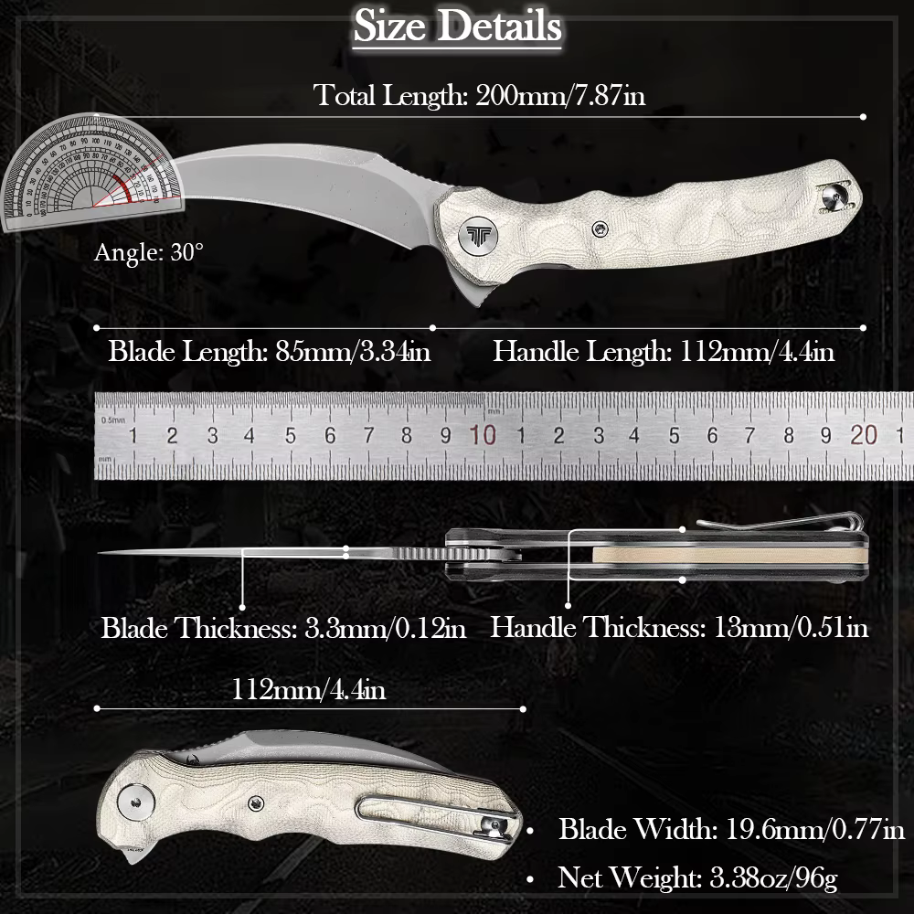 Cuchillo táctico plegable TRIVISA Lacerta EDC 14C28N - imagen 5