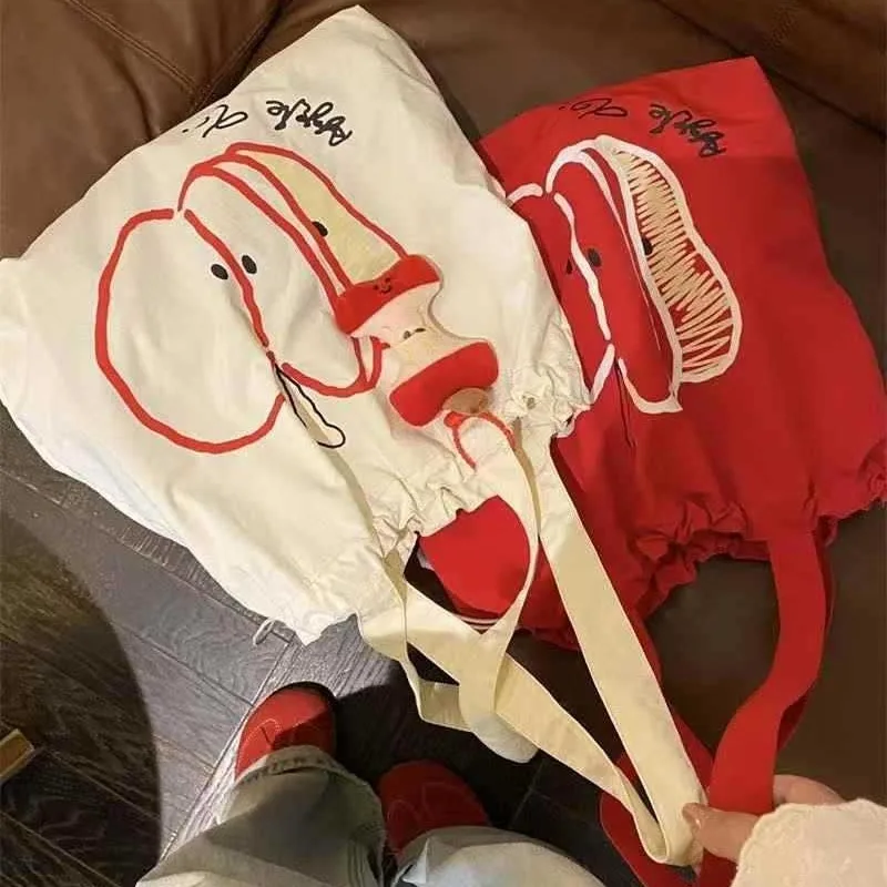 Bolsa de lona con cordón en detalle