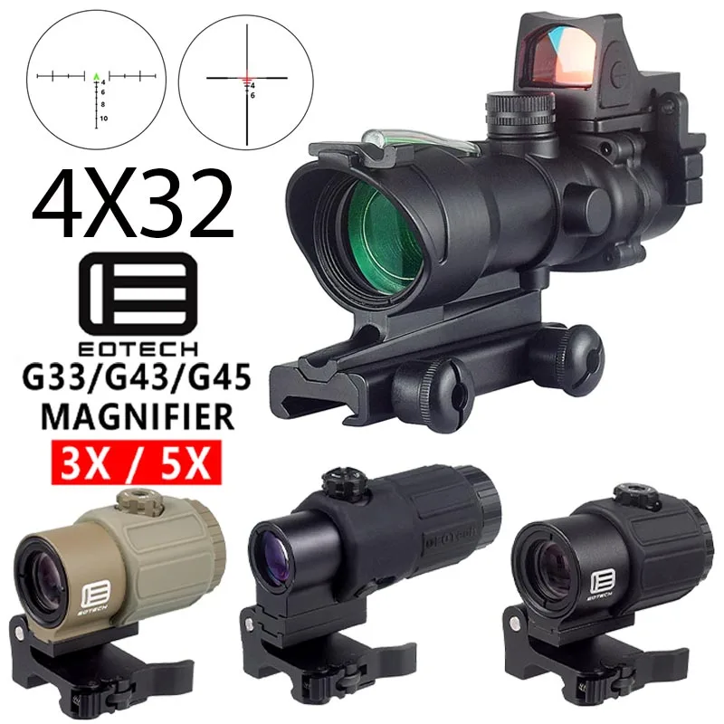Mira táctica con retícula de fibra óptica y cristal para rifle de caza