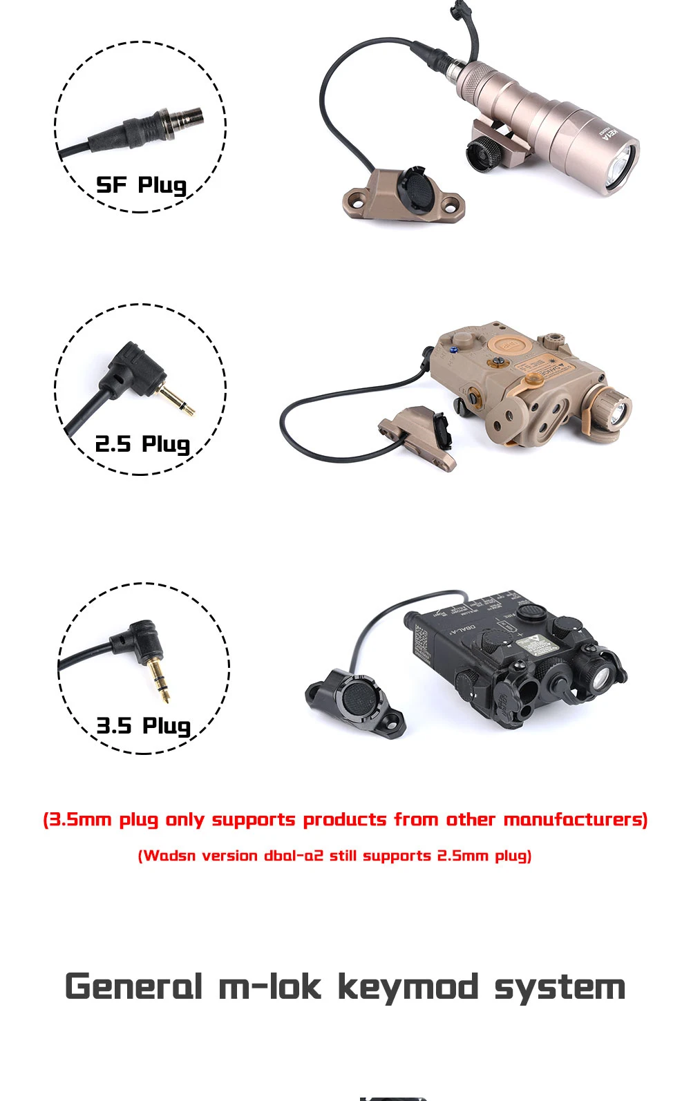 Compatibilidad del interruptor con accesorios tácticos