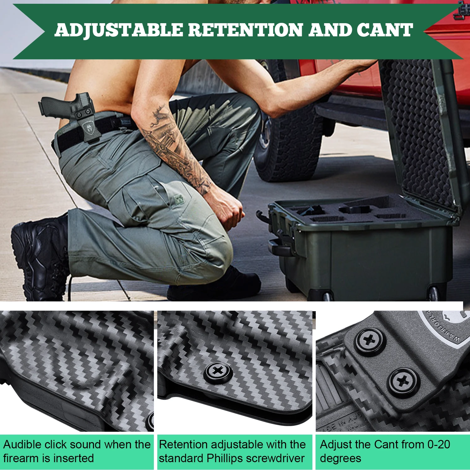 Funda IWB Glock 17/19 de fibra de carbono para mano derecha - imagen 2